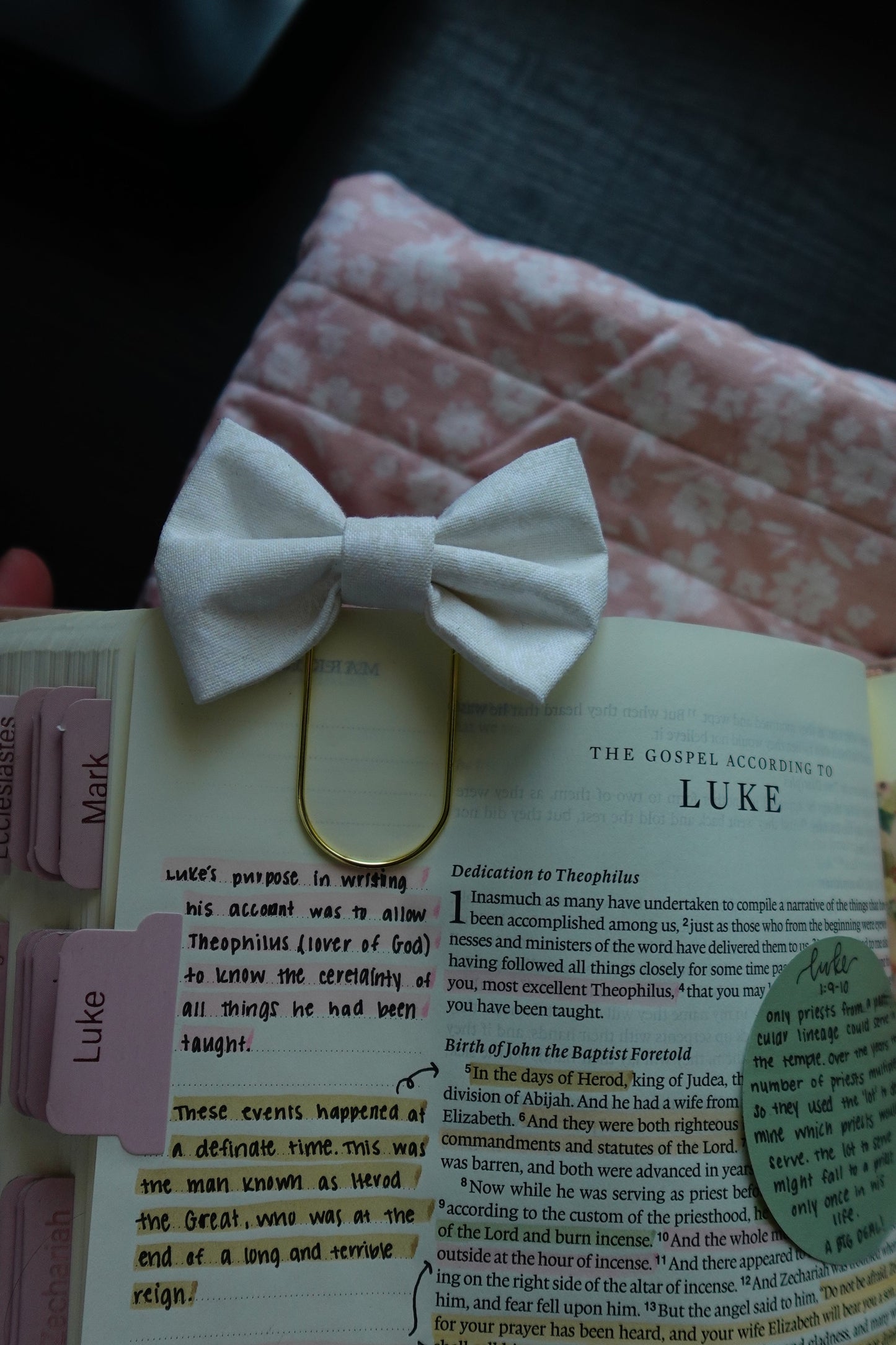 White Bible Bow Bookmark