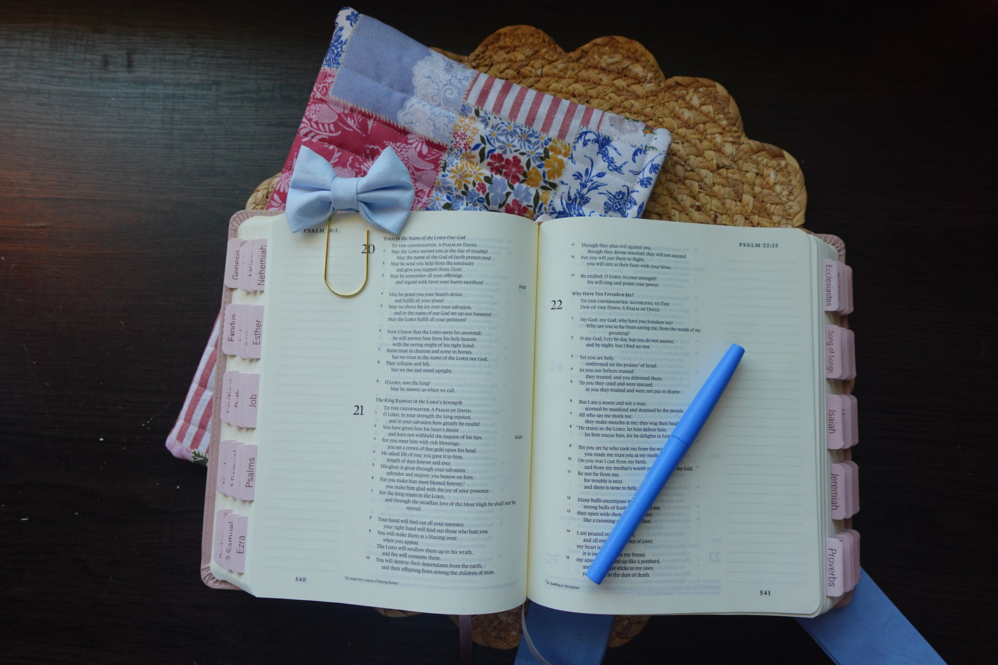 Blue Bible Bow Bookmark